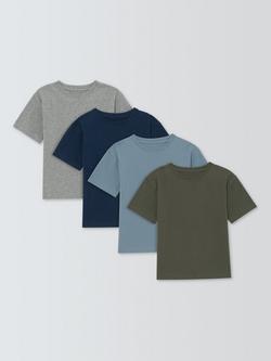 John Lewis Kids' Short Sleeved Solid Colour T-Shirts, Pack of 4, Multi, Multi