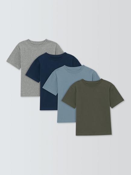 John Lewis Kids' Short Sleeved Solid Colour T-Shirts, Pack of 4, Multi, Multi