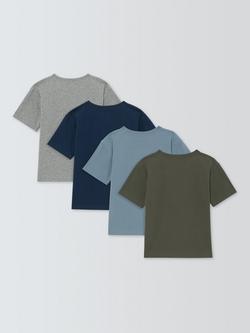 John Lewis Kids' Short Sleeved Solid Colour T-Shirts, Pack of 4, Multi - view 2, Multi