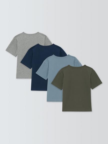 John Lewis Kids' Short Sleeved Solid Colour T-Shirts, Pack of 4, Multi - view 2, Multi