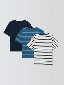 John Lewis Kids' Plain/Stripe T-Shirts, Pack of 3, Multi - view 2, Multi