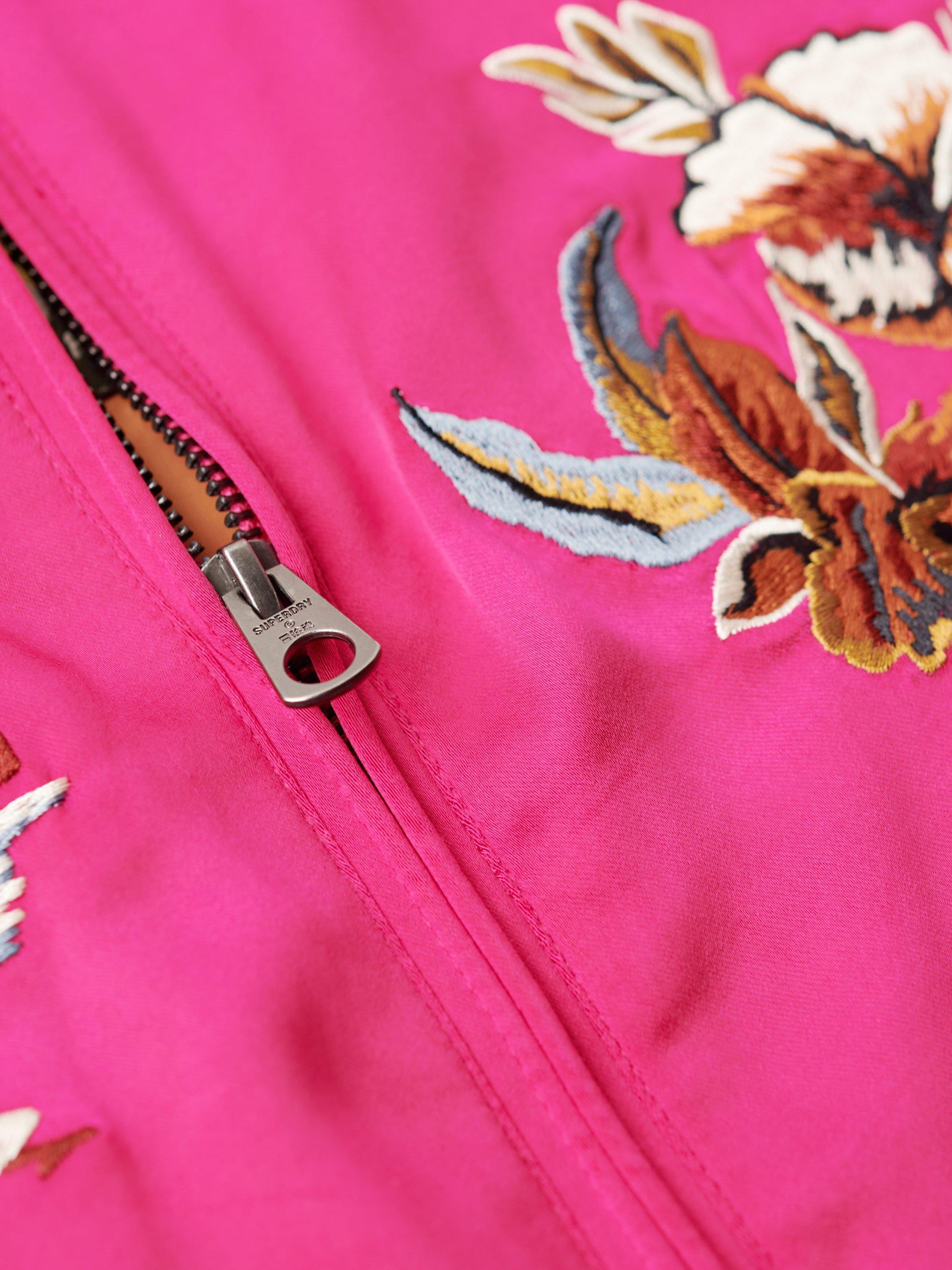 Pink embroidered bomber jacket sale