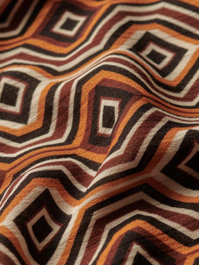 Product image 3 of 6, which shows Superdry Sheered Back Geometric Print Maxi Dress, Brown/Multi, 12
