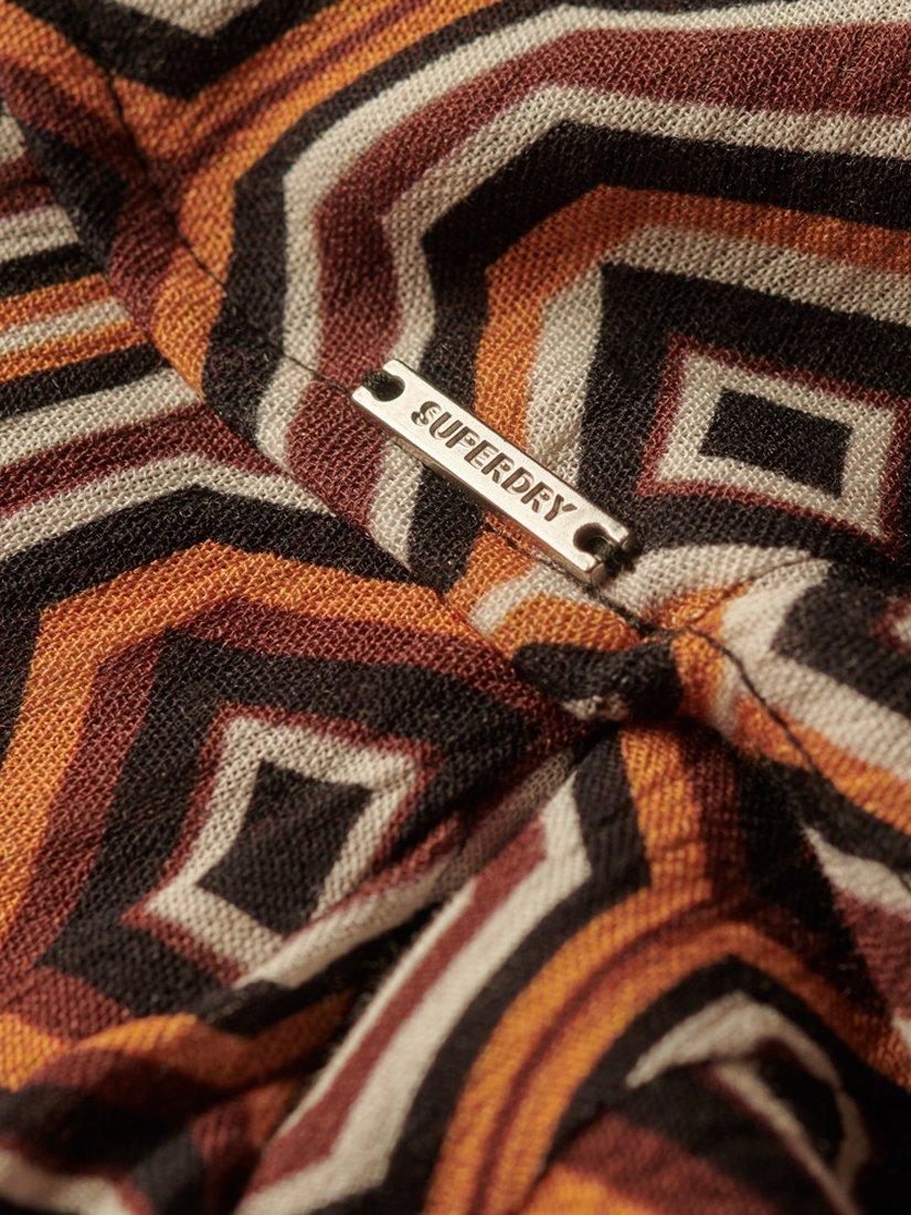 Product image 6 of 6, which shows Superdry Sheered Back Geometric Print Maxi Dress, Brown/Multi, 12