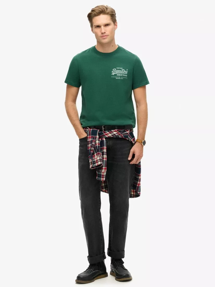 Superdry Workwear Flock Graphic T-Shirt in Bengreen Marl