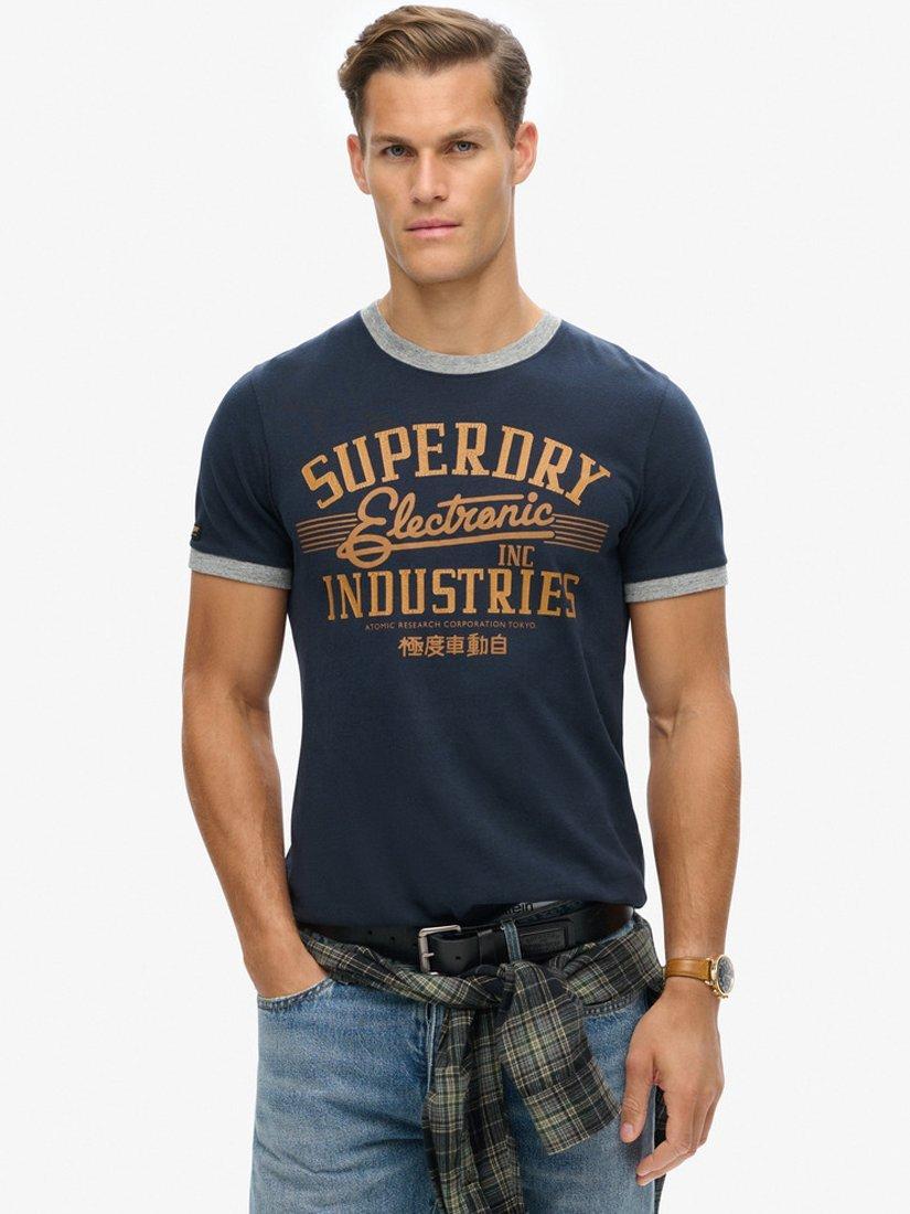 Superdry Ringer Workwear Graphic T-Shirt, Navy/Multi