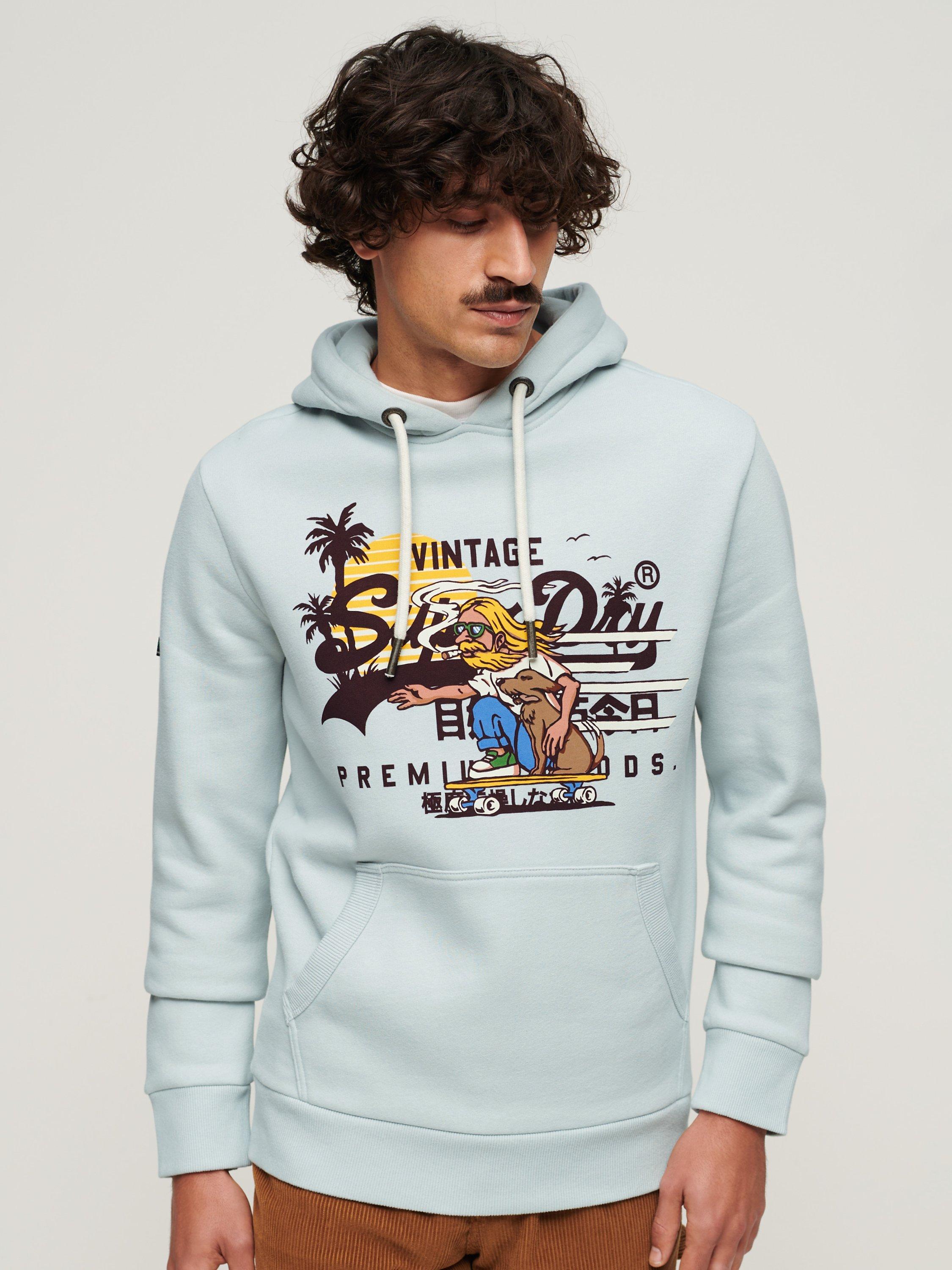 Superdry LA Graphic Hoodie, Sea Salt Blue