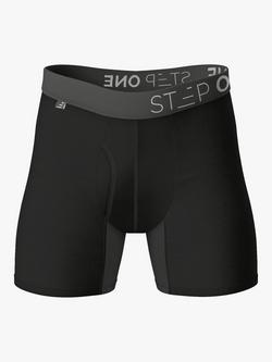 Step One Bamboo Boxer Briefs With Fly, Black Currants