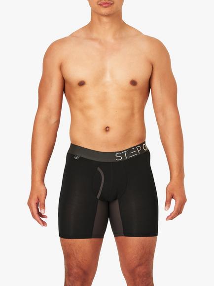 Step One Bamboo Boxer Briefs With Fly - view 2, Black Currants