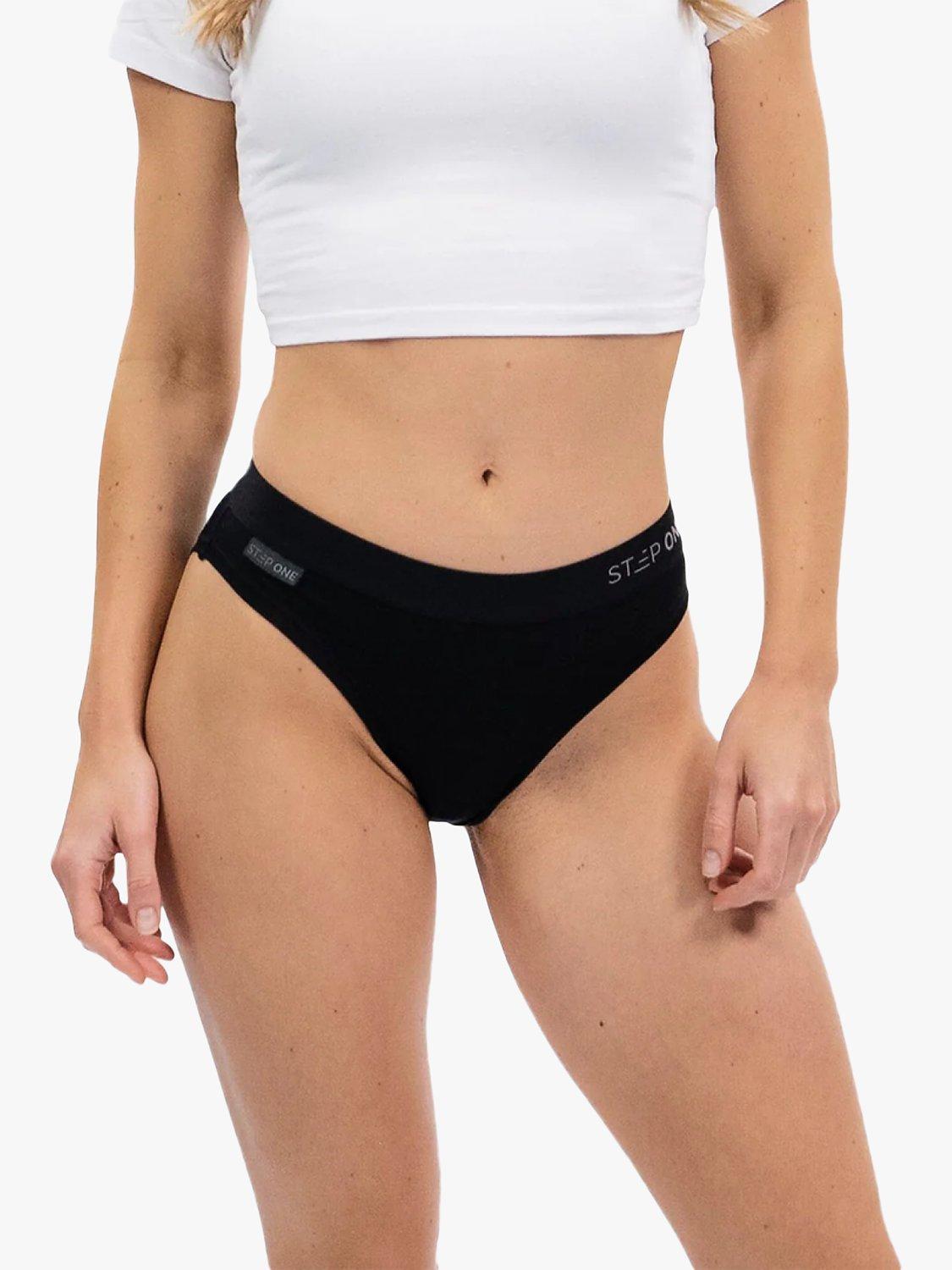 Product image 2 of 4, which shows Step One Bamboo Bikini Briefs, Pack of 3, Black/Navy/Nude, XS