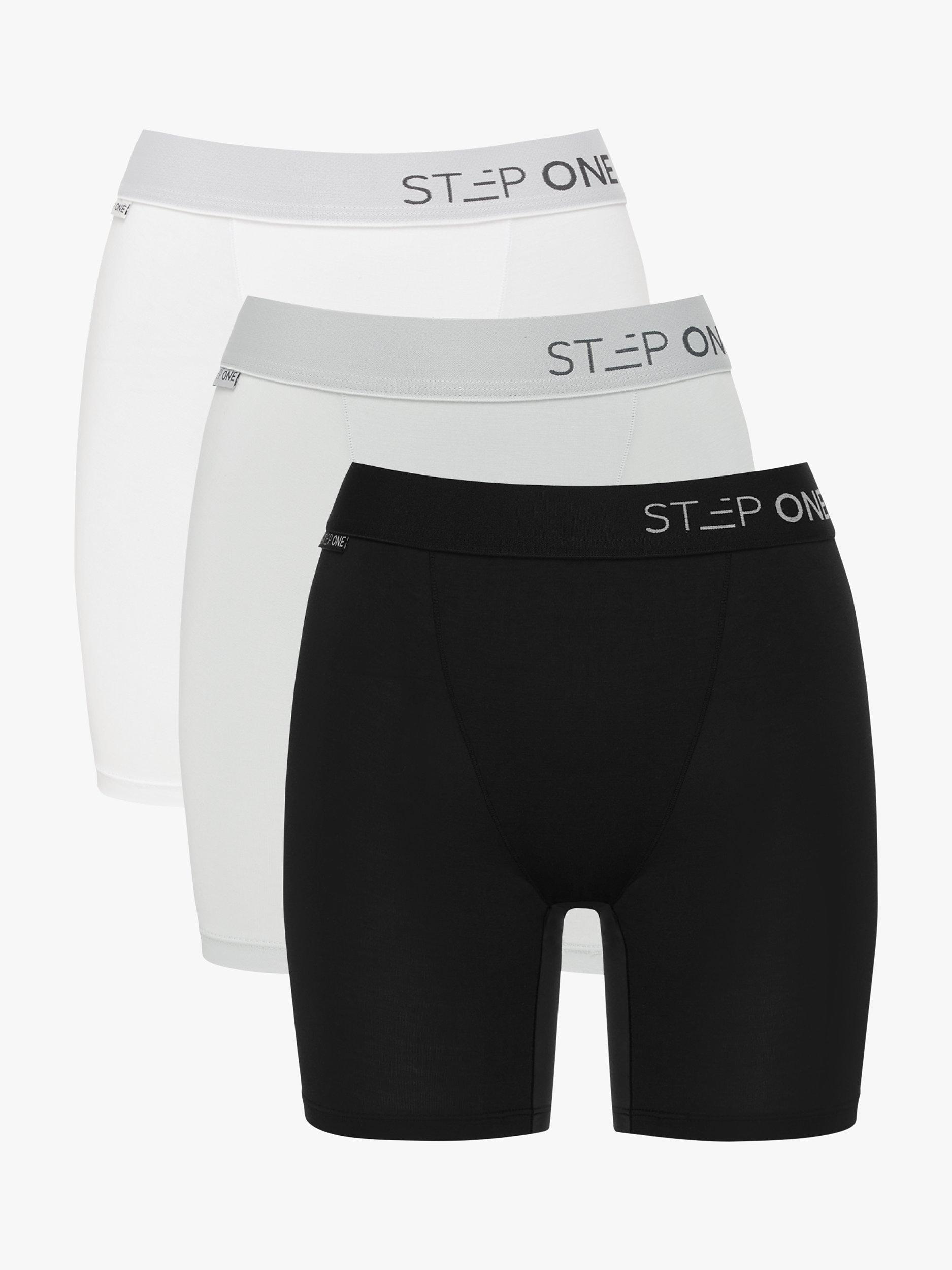 Product image 1 of 4, which shows Step One Bamboo Body Shorts, Pack of 3, Black/Grey/White, XS