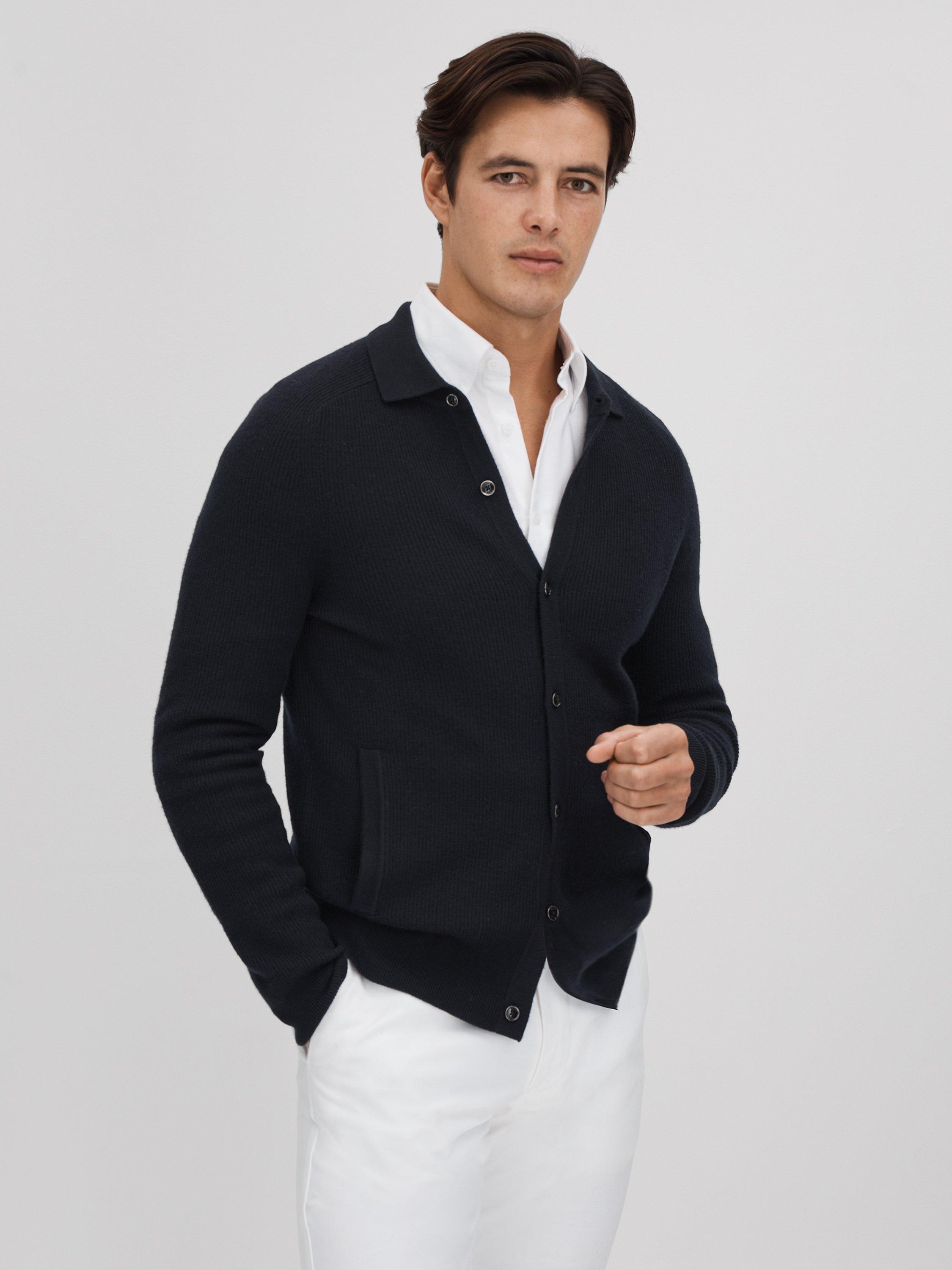 Reiss Kiedler Long Sleeve Button Through Cardigan, Navy