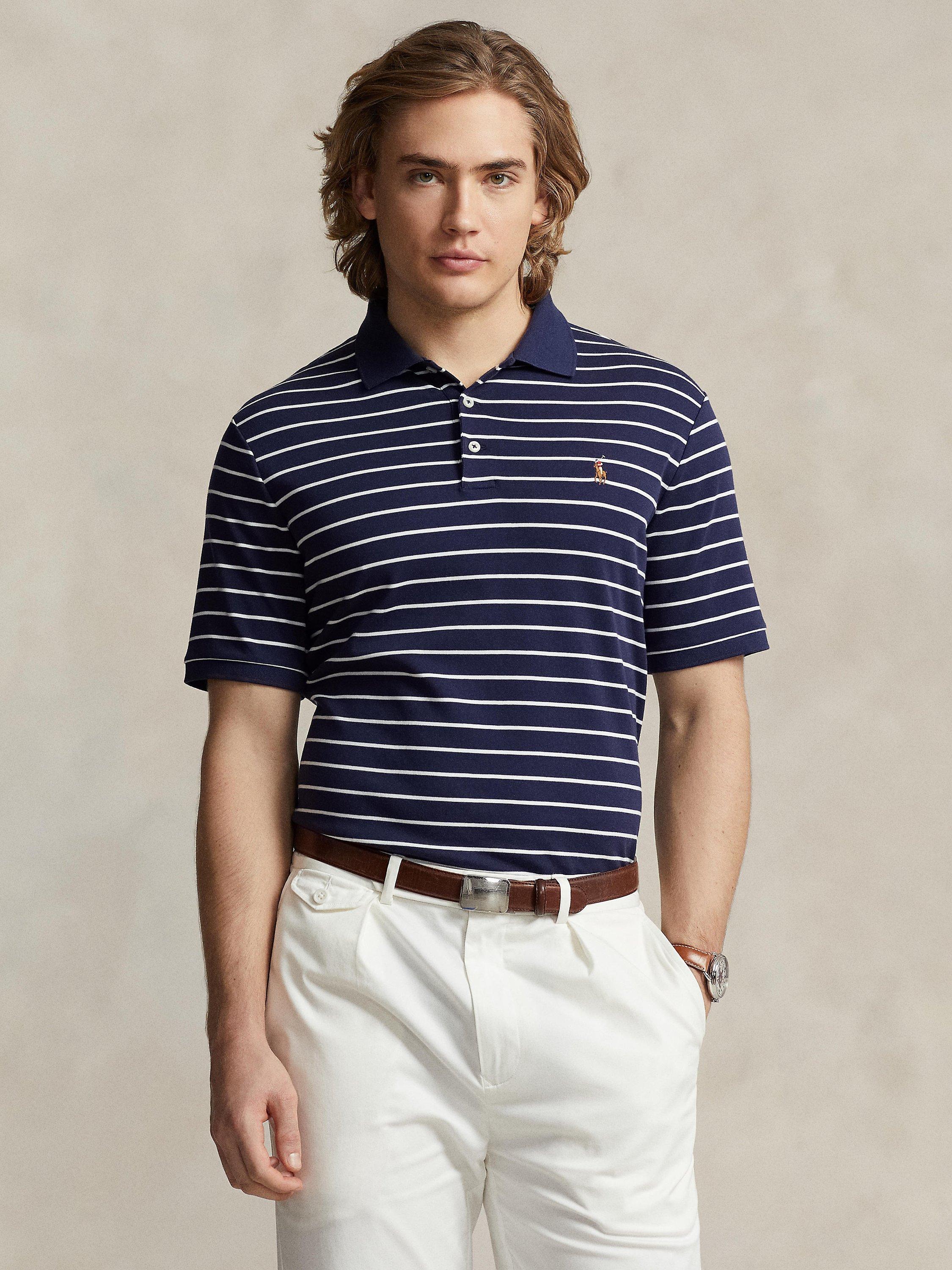 Product image 1 of 5, which shows Ralph Lauren Slim Fit Soft Cotton Polo Shirt, Refined Navy/White, S