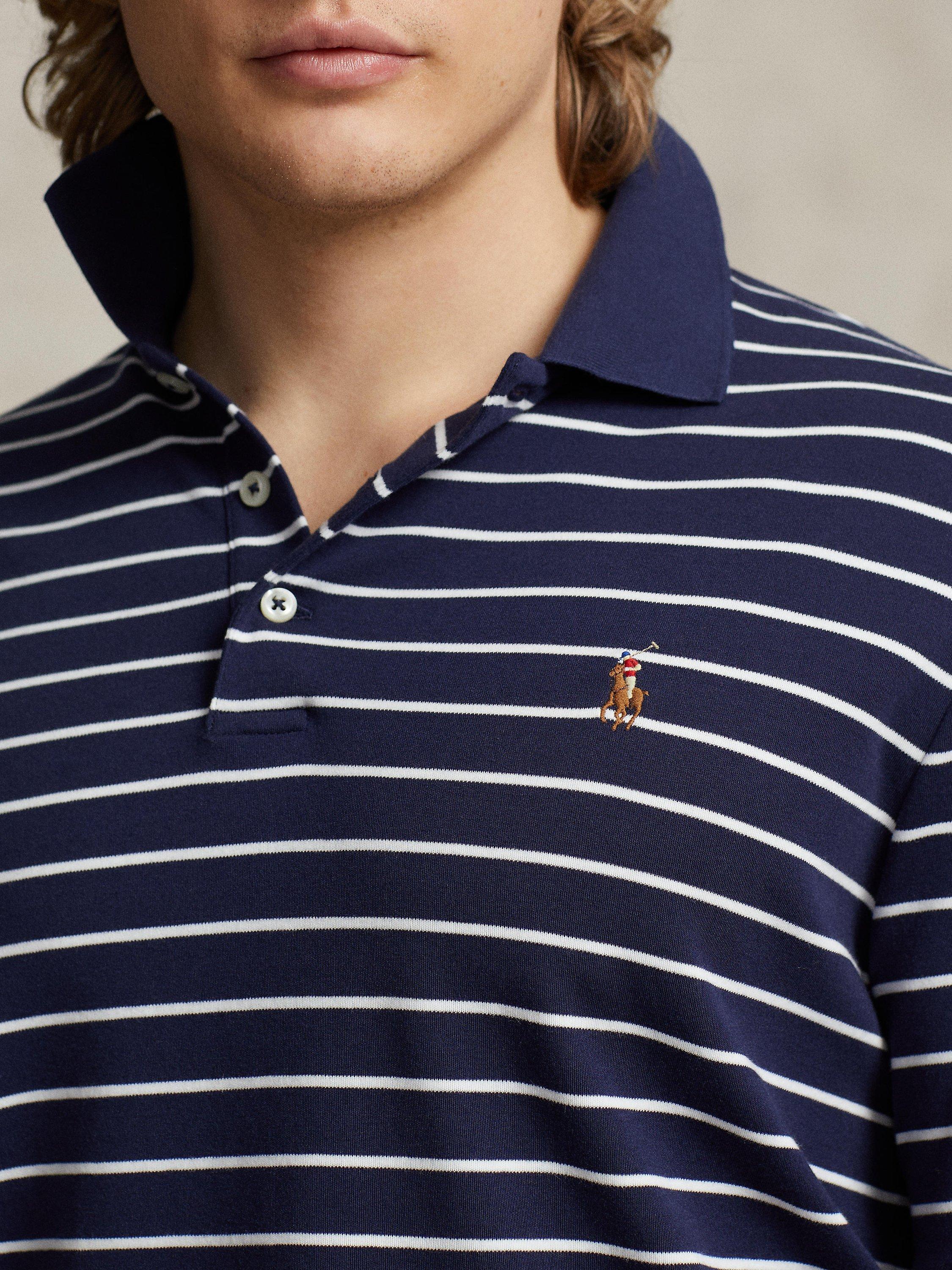 Product image 3 of 5, which shows Ralph Lauren Slim Fit Soft Cotton Polo Shirt, Refined Navy/White, S