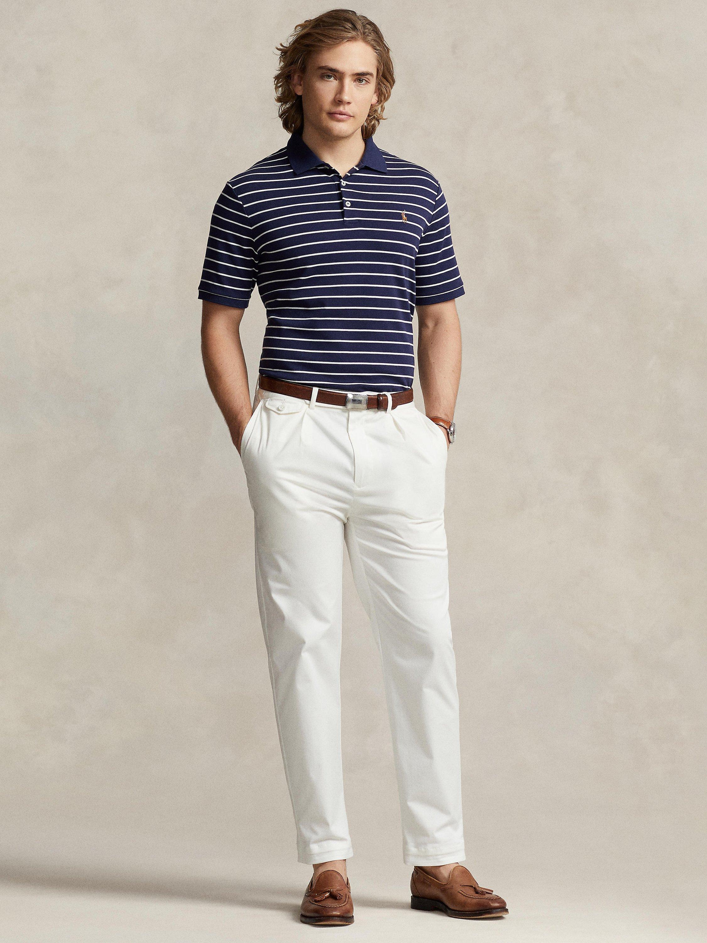 Product image 4 of 5, which shows Ralph Lauren Slim Fit Soft Cotton Polo Shirt, Refined Navy/White, S
