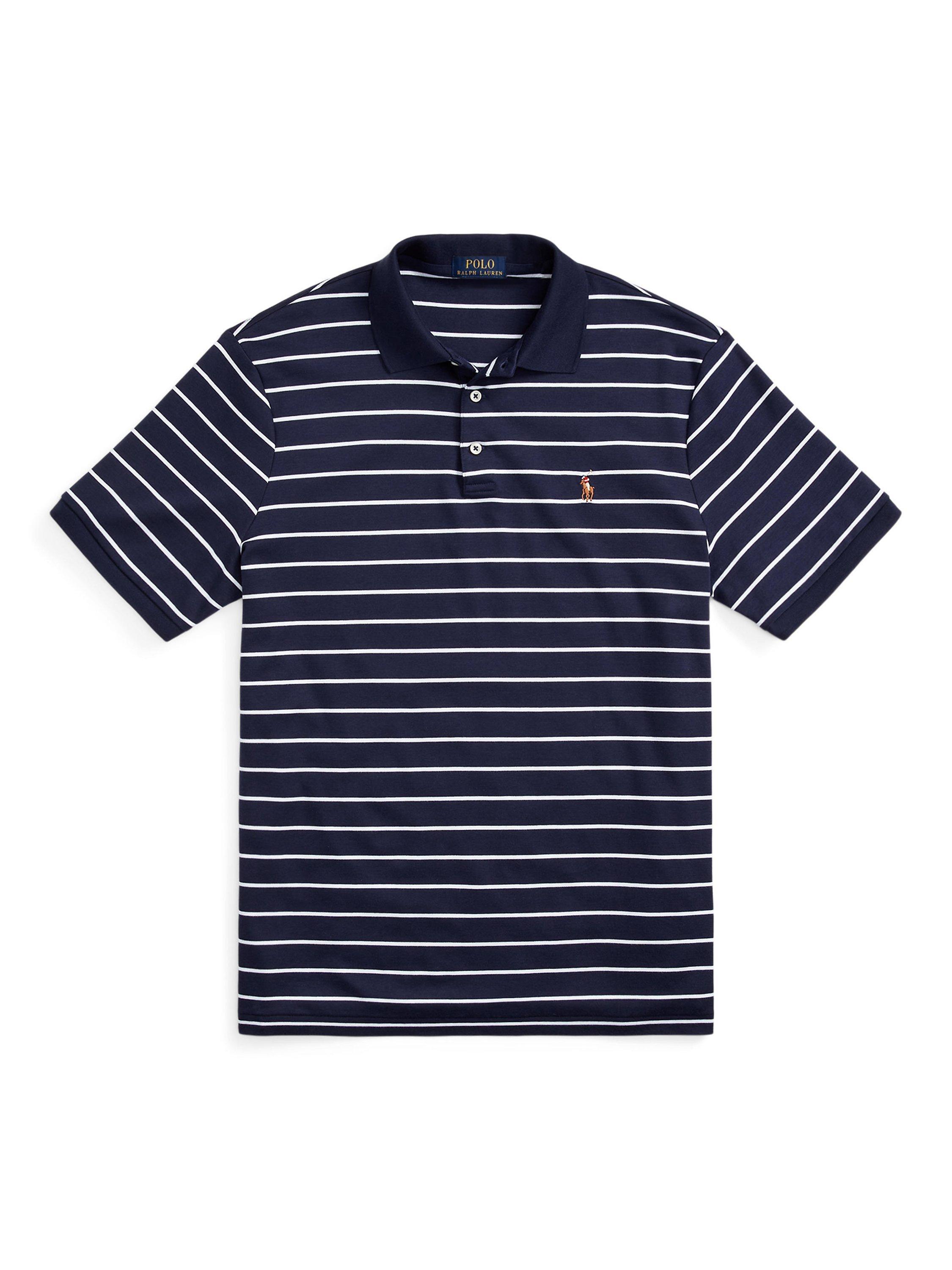 Product image 5 of 5, which shows Ralph Lauren Slim Fit Soft Cotton Polo Shirt, Refined Navy/White, S