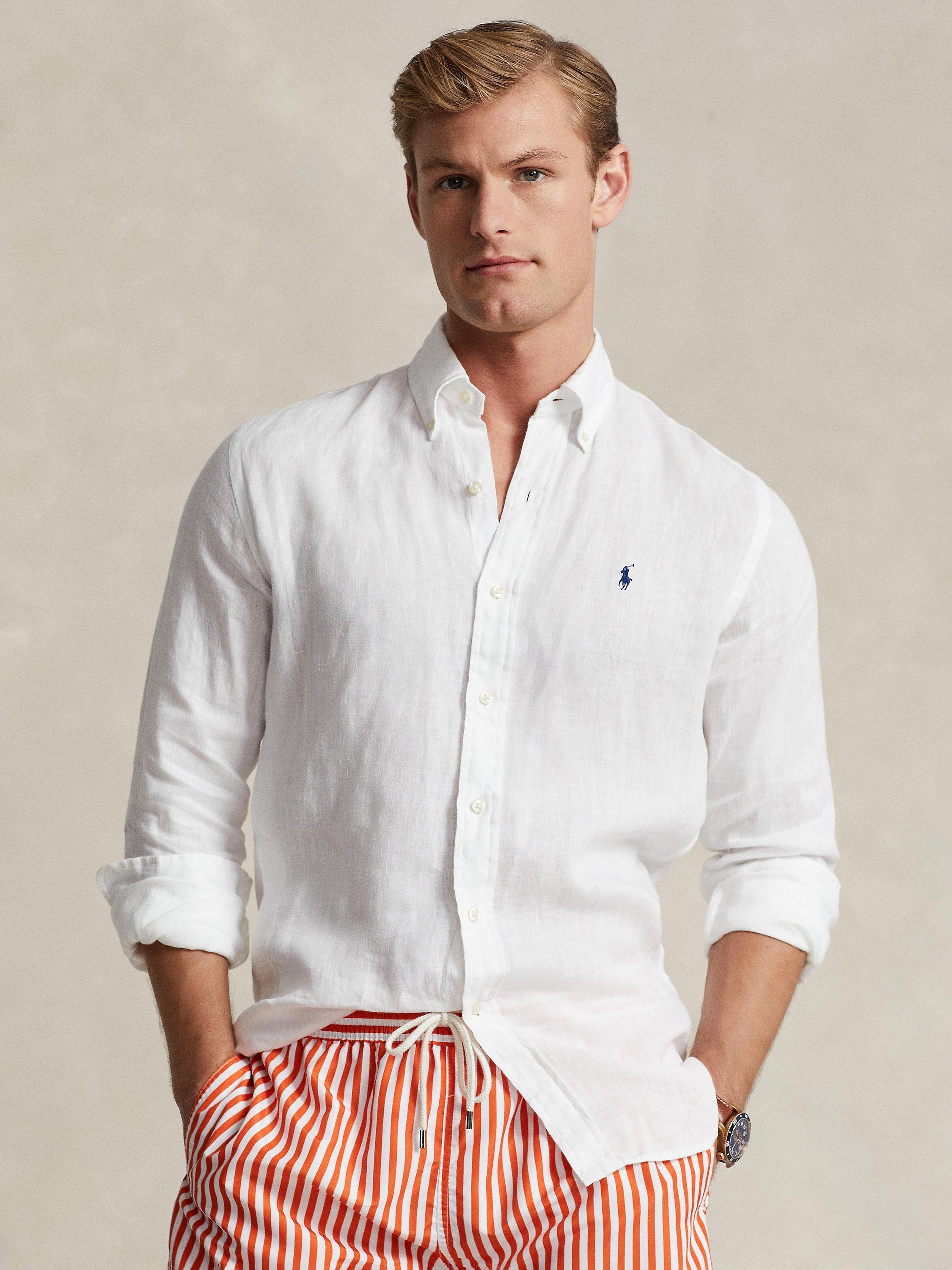 Ralph Lauren Custom Fit Linen Shirt, White