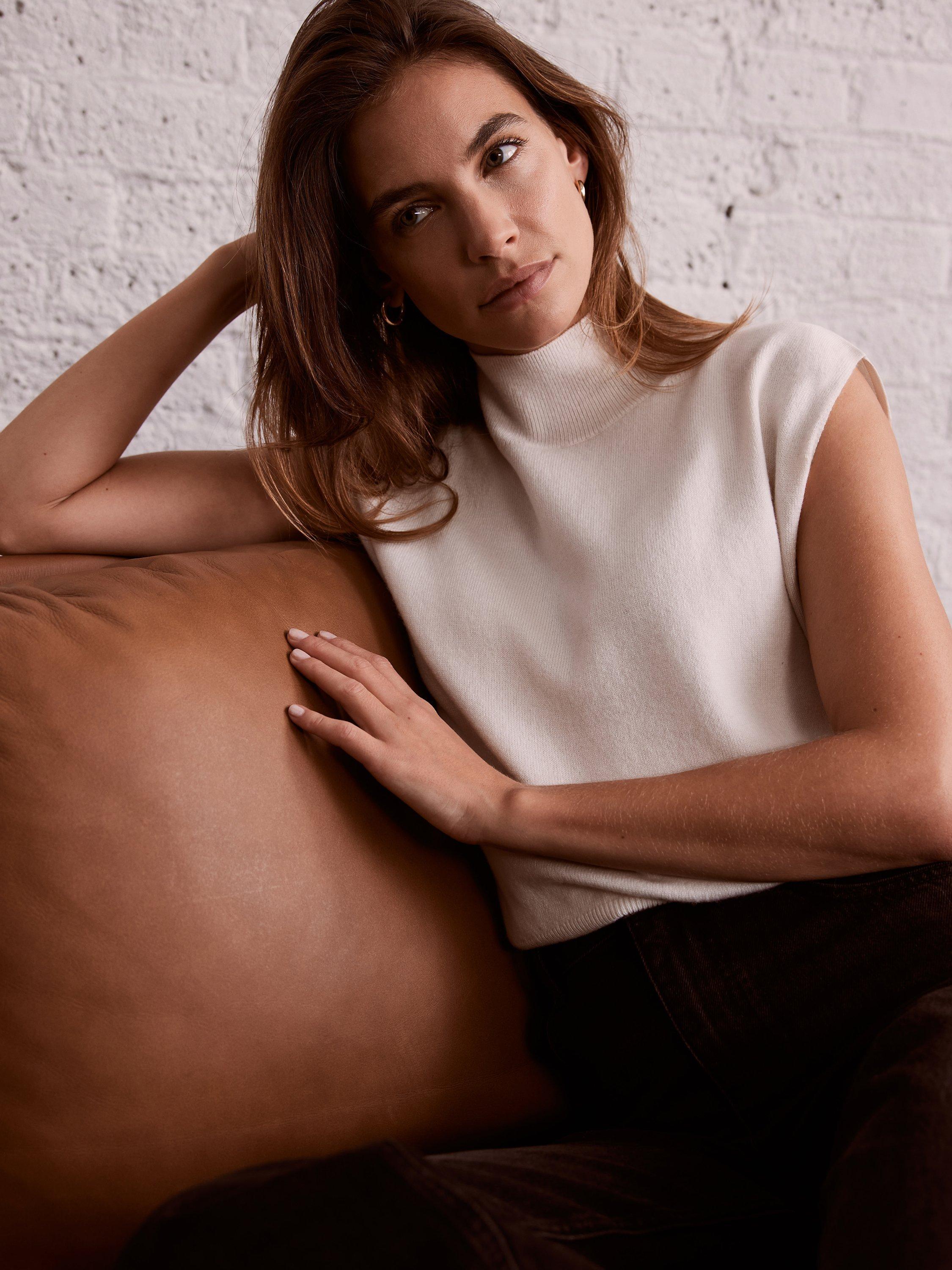 Product image 3 of 6, which shows Mint Velvet Cashmere Blend Top, Natural Cream, XS
