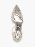 Dune London Composed Embellished Kitten Heel Court Shoes, Gold