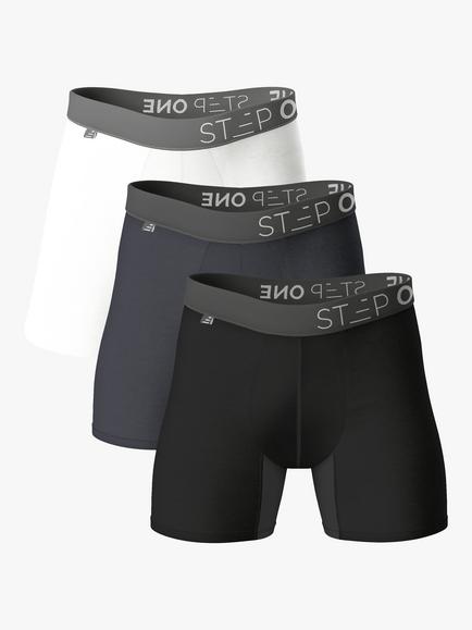 Step One Bamboo Trunks, Pack of 3, Black/Grey/White