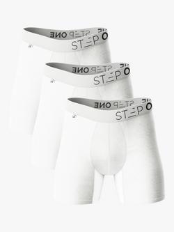 Step One Bamboo Boxer Briefs With Fly, Pack of 3, Snow Balls