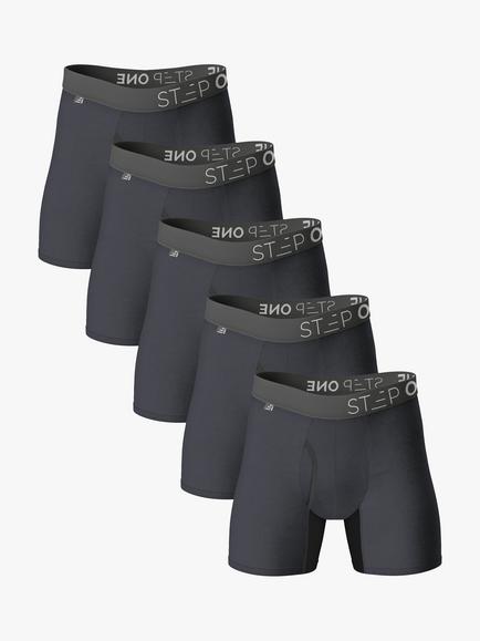 Step One Bamboo Boxer Briefs With Fly, Pack of 5, Smoking Guns