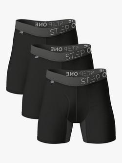 Step One Bamboo Boxer Briefs With Fly, Pack of 3, Black Currants