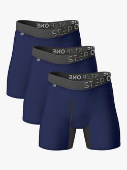 Step One Bamboo Boxer Briefs With Fly, Pack of 3, Ahoy Sailor