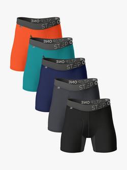 Step One Bamboo Boxer Briefs With Fly, Pack of 5, Multi, Multi