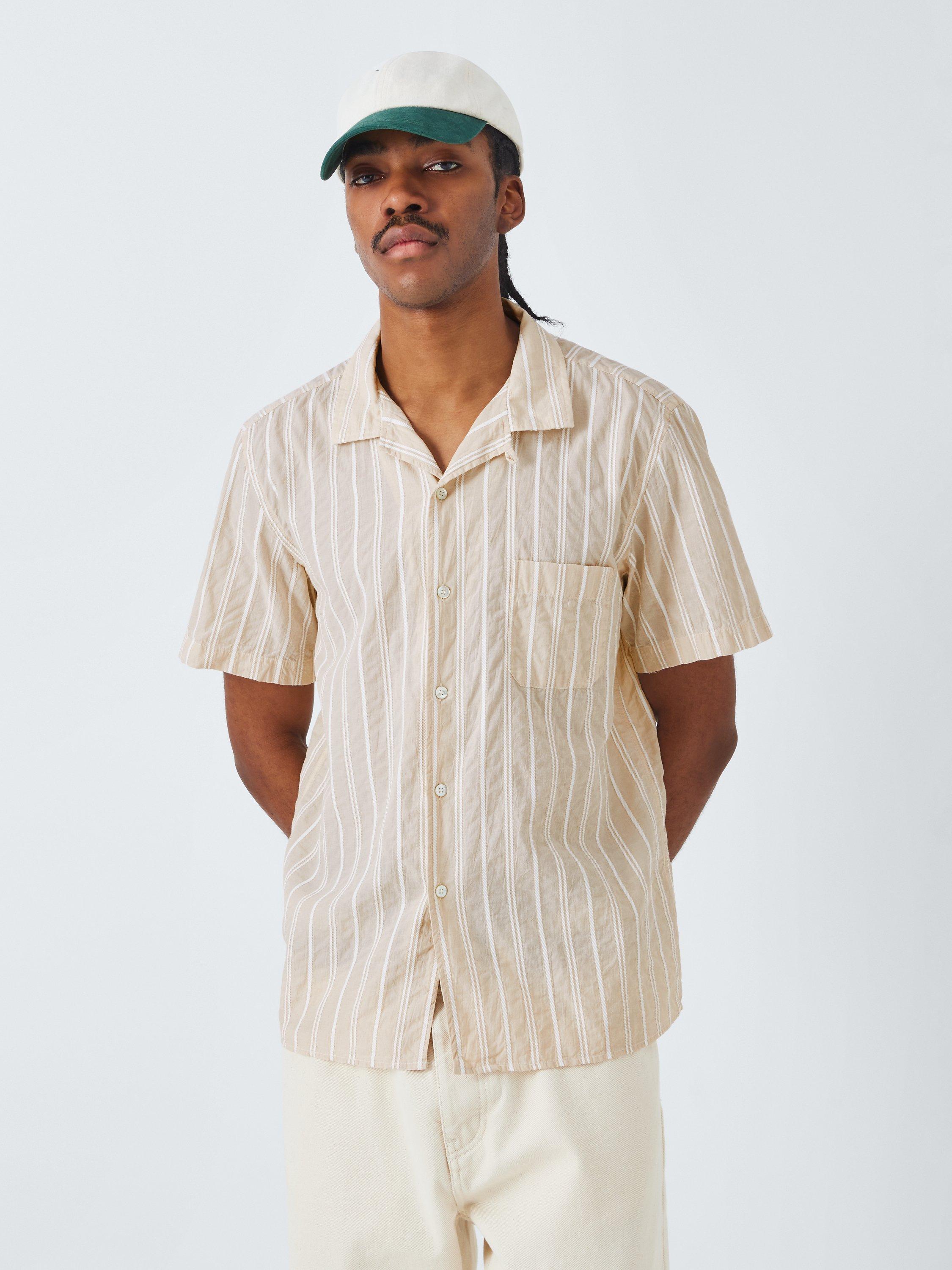 La Paz Cotton Panama Stripe Shirt, Sand Rope