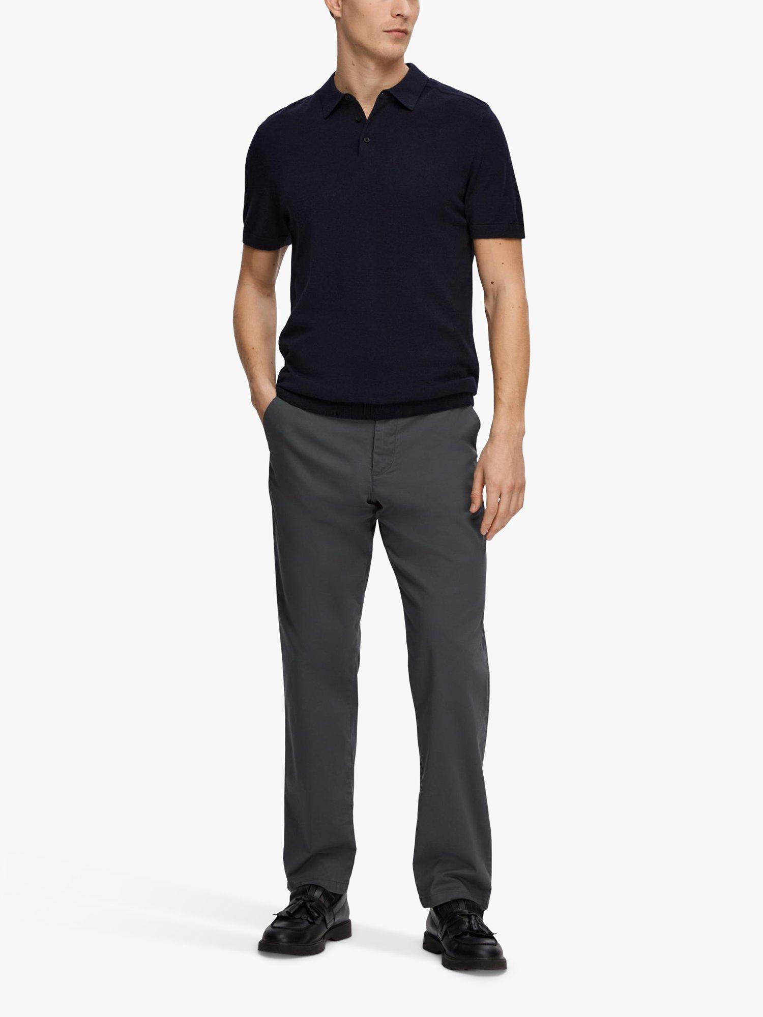 Product image 5 of 6, which shows Selected Short Sleeve Knit Polo Shirt, Navy, XL
