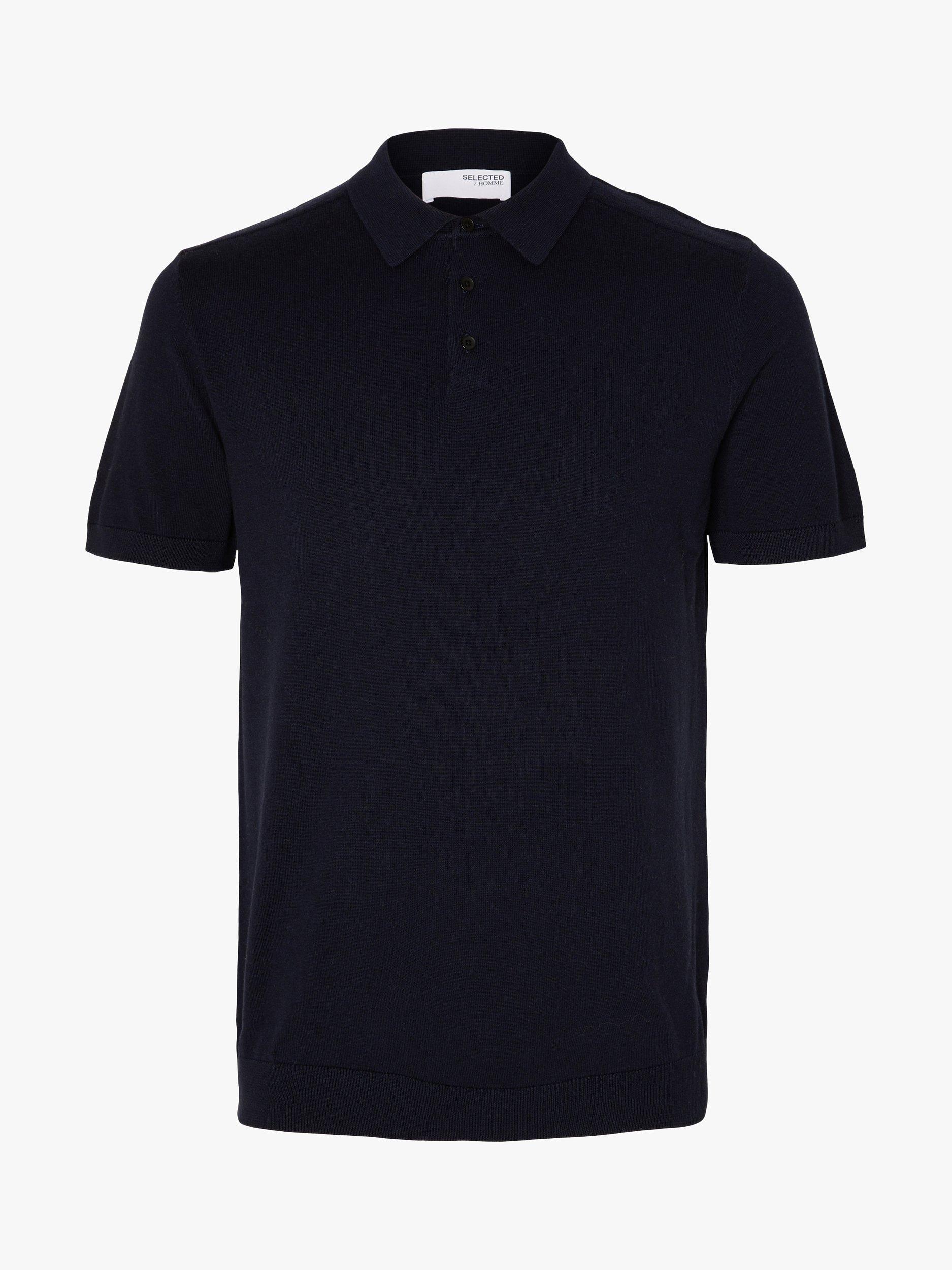 Product image 6 of 6, which shows Selected Short Sleeve Knit Polo Shirt, Navy, XL
