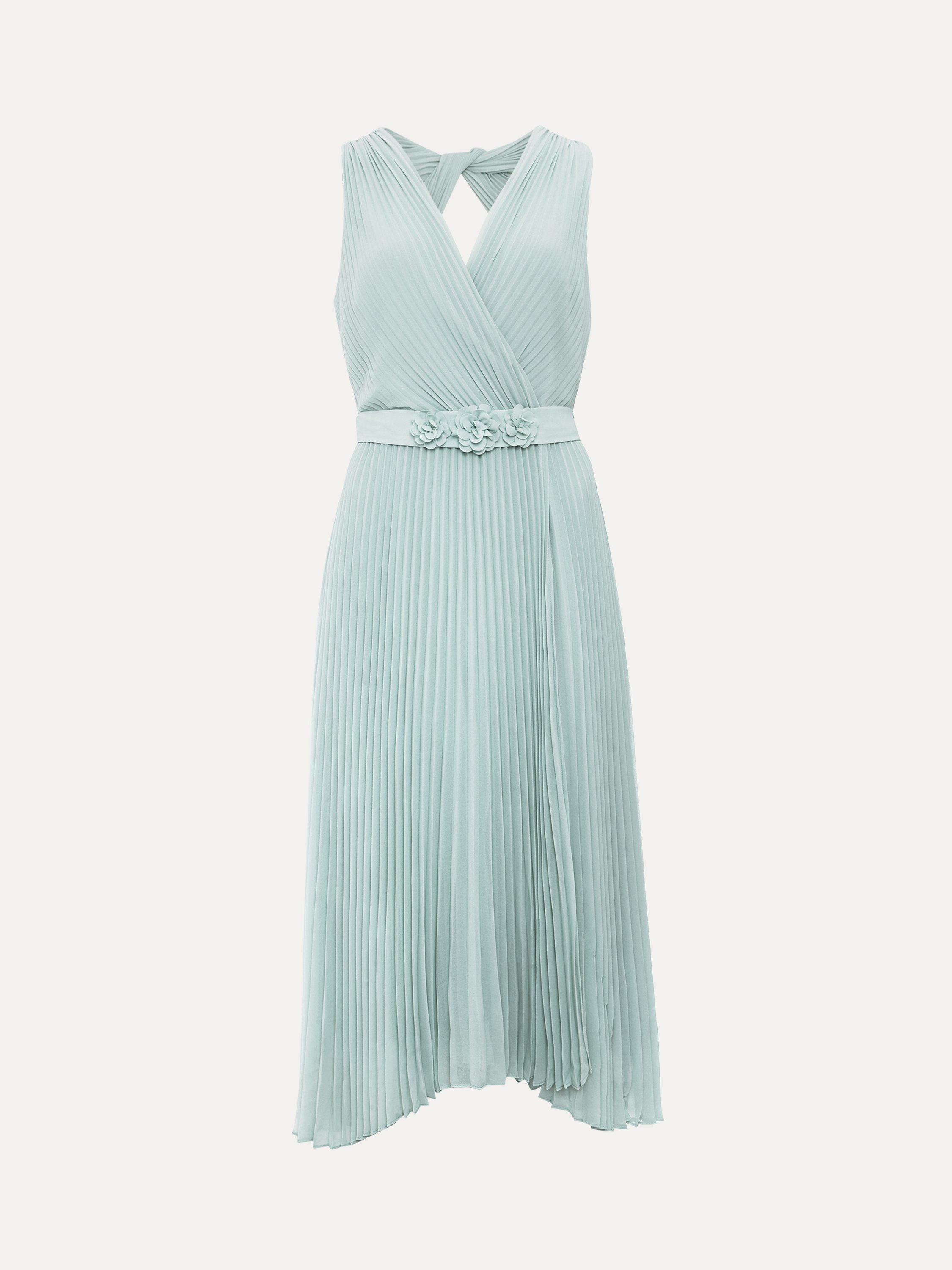 Phase Eight Cressida Pleated Midi Dress, Pale Blue, 6