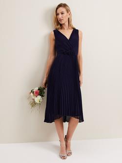 Phase Eight Cressida Pleated Midi Dress, Navy