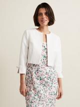 Phase Eight Olivia Textured Cropped Jacket, Ivory
