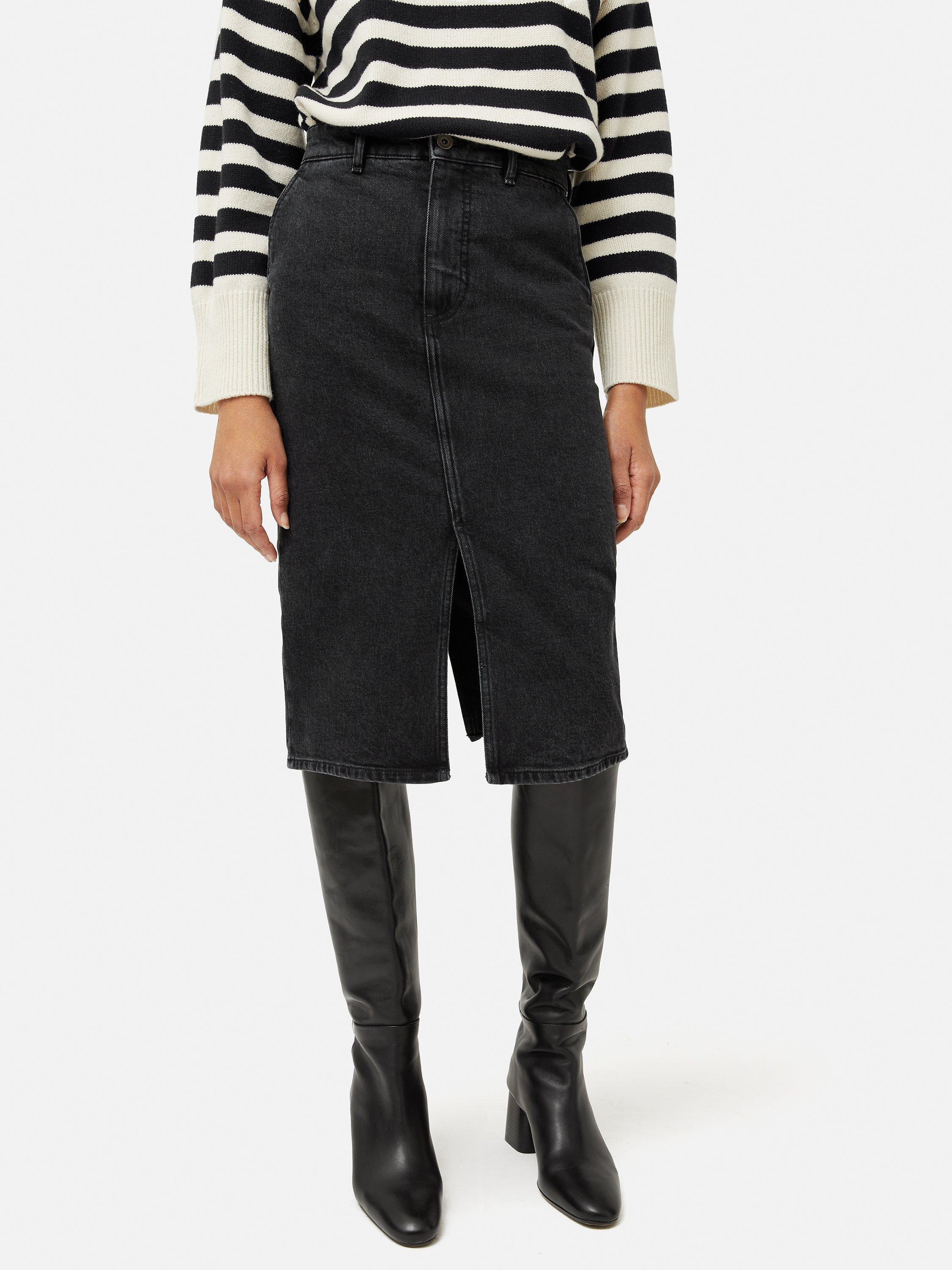 Jigsaw Denim Midi Skirt Washed Black