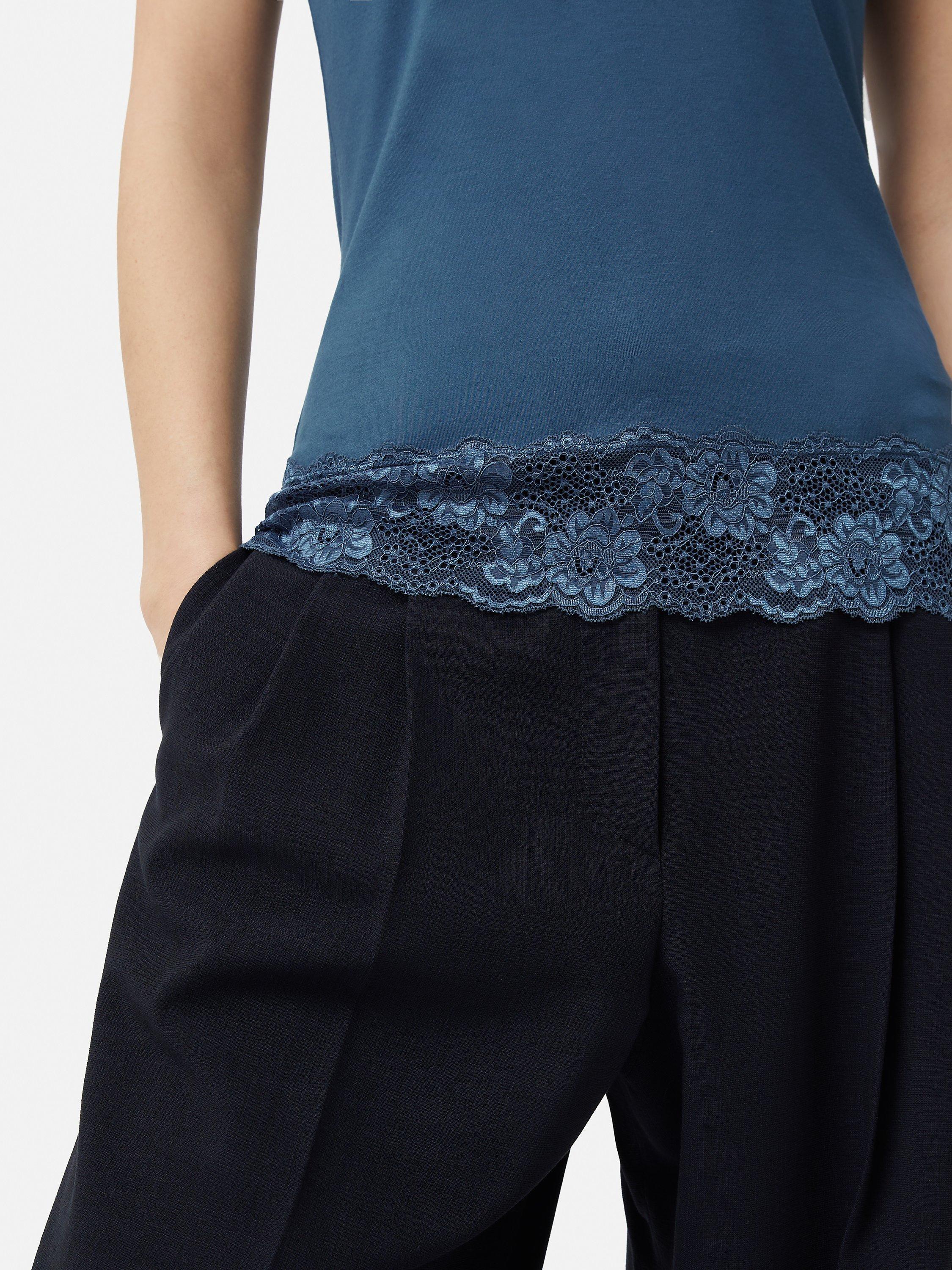Product image 4 of 5, which shows Jigsaw Lace Trim Modal Vest, Teal, XXL
