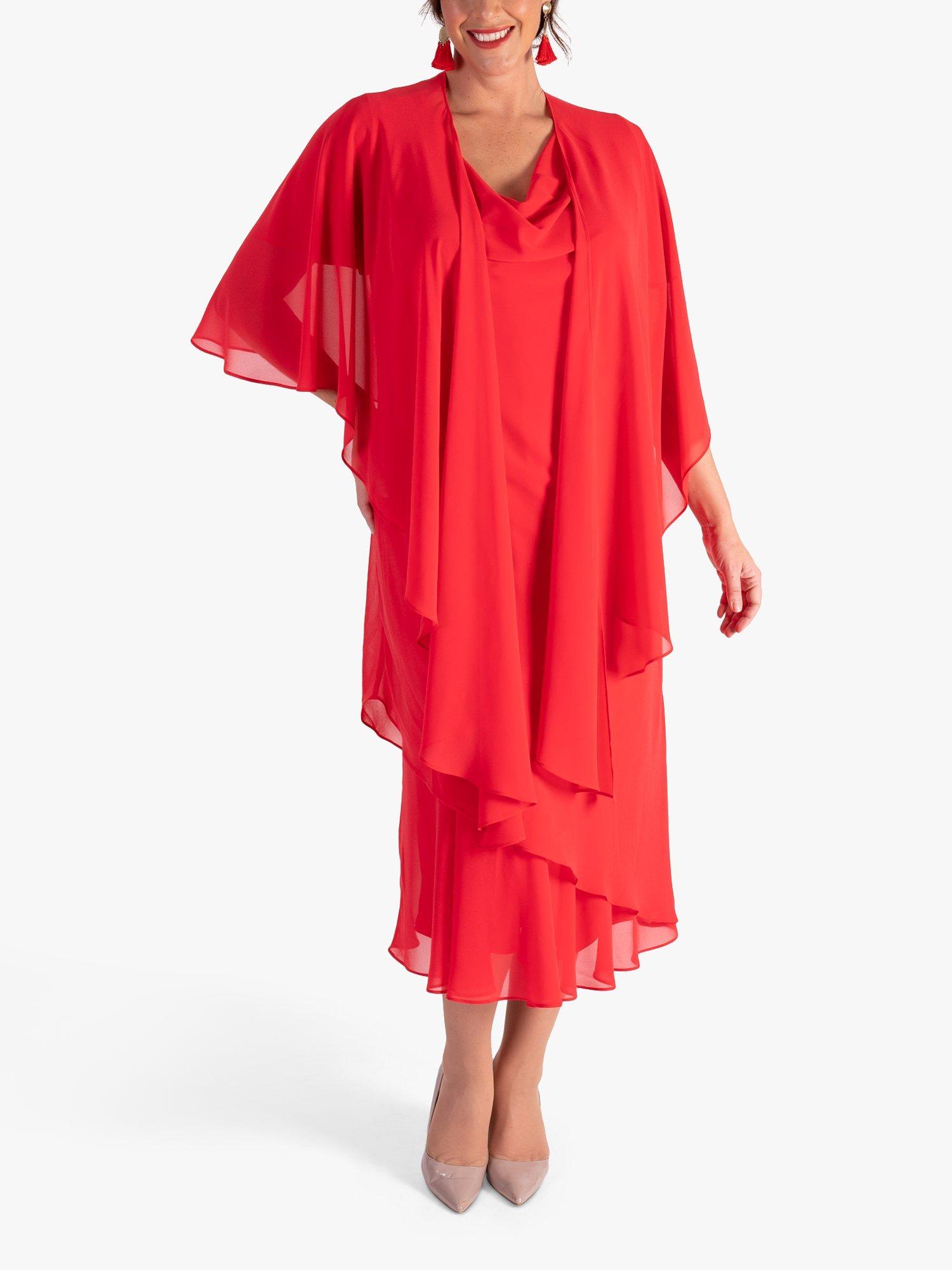 Product image 1 of 5, which shows chesca Chiffon Shawl, Poppy, One Size
