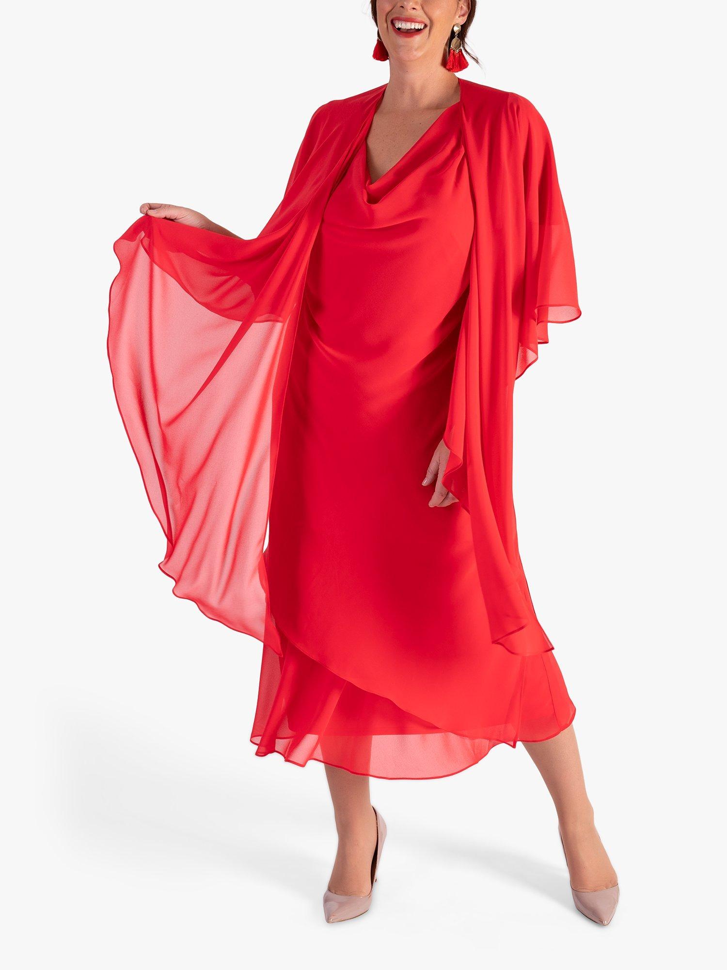 Product image 3 of 5, which shows chesca Chiffon Shawl, Poppy, One Size