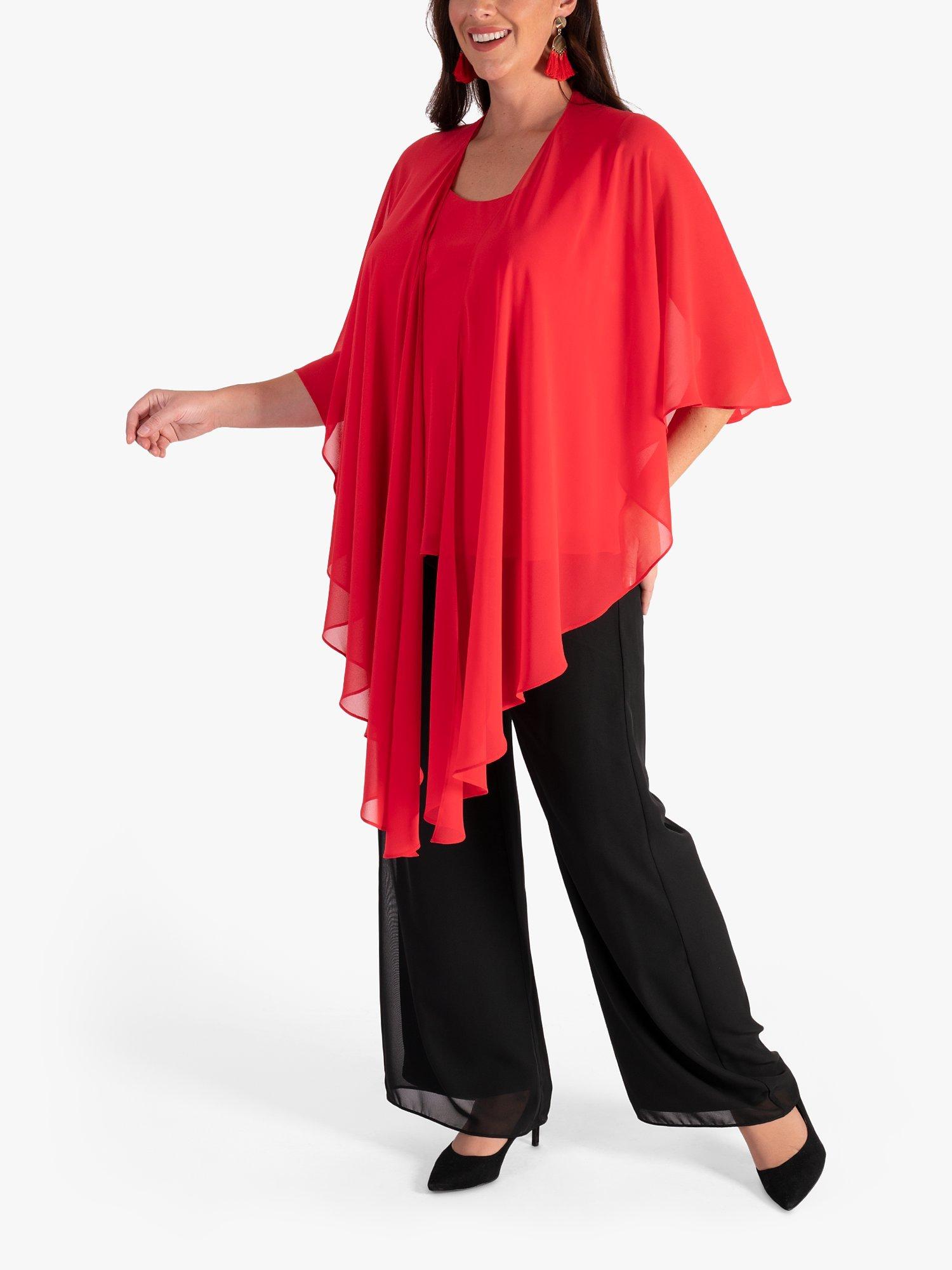 Product image 5 of 5, which shows chesca Chiffon Shawl, Poppy, One Size