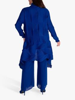 chesca Pleated Longline Shrug, Cobalt - view 2, Cobalt