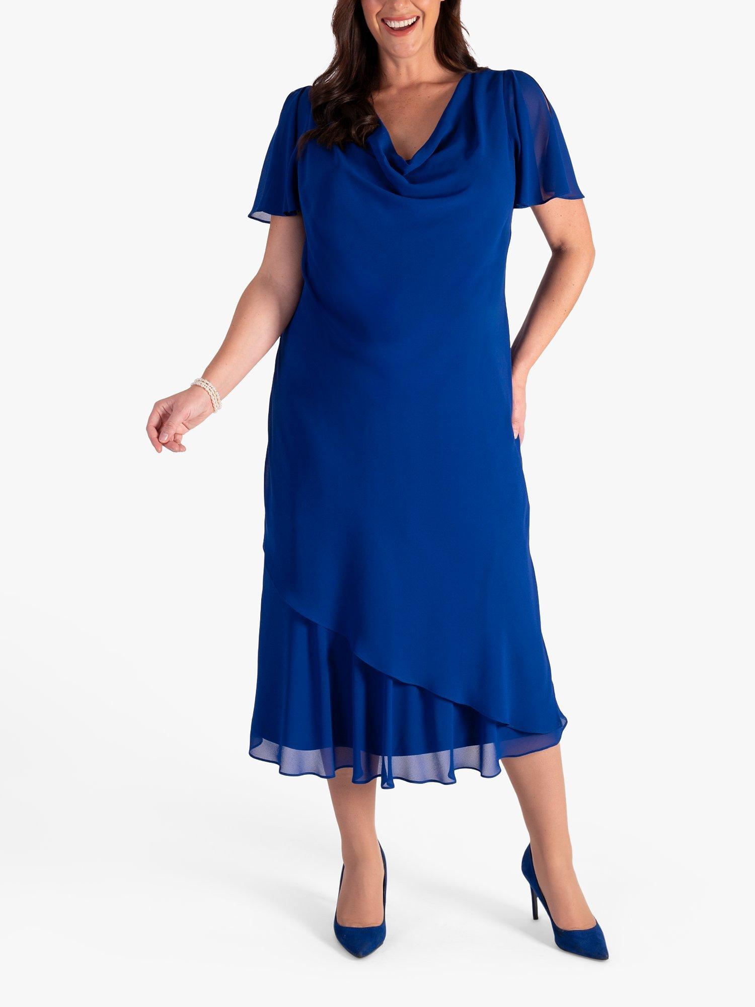 chesca Cowl Neck Midi Dress Cobalt