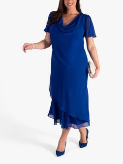 chesca Cowl Neck Midi Dress, Cobalt - view 2, Cobalt