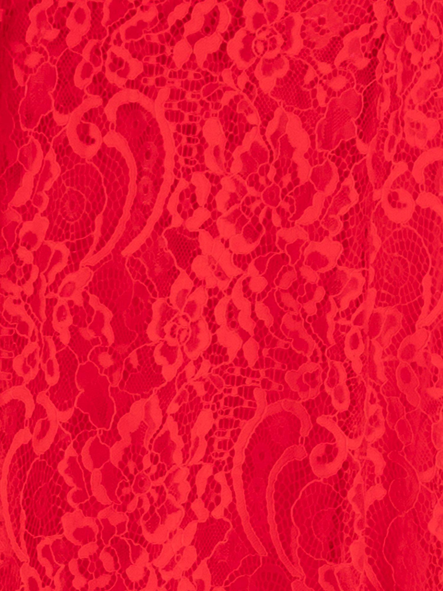 Product image 6 of 6, which shows chesca Lace Scallop V Neck Midi Dress, Poppy, 14