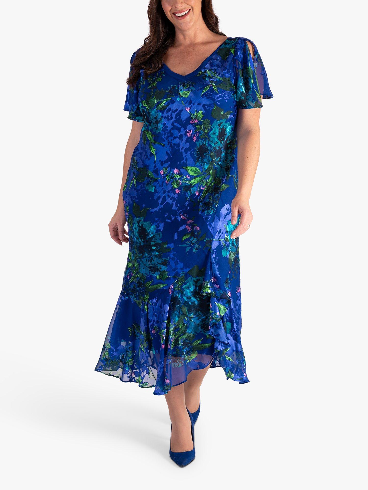 chesca Devoree Chiffon Midi Dress Cobalt