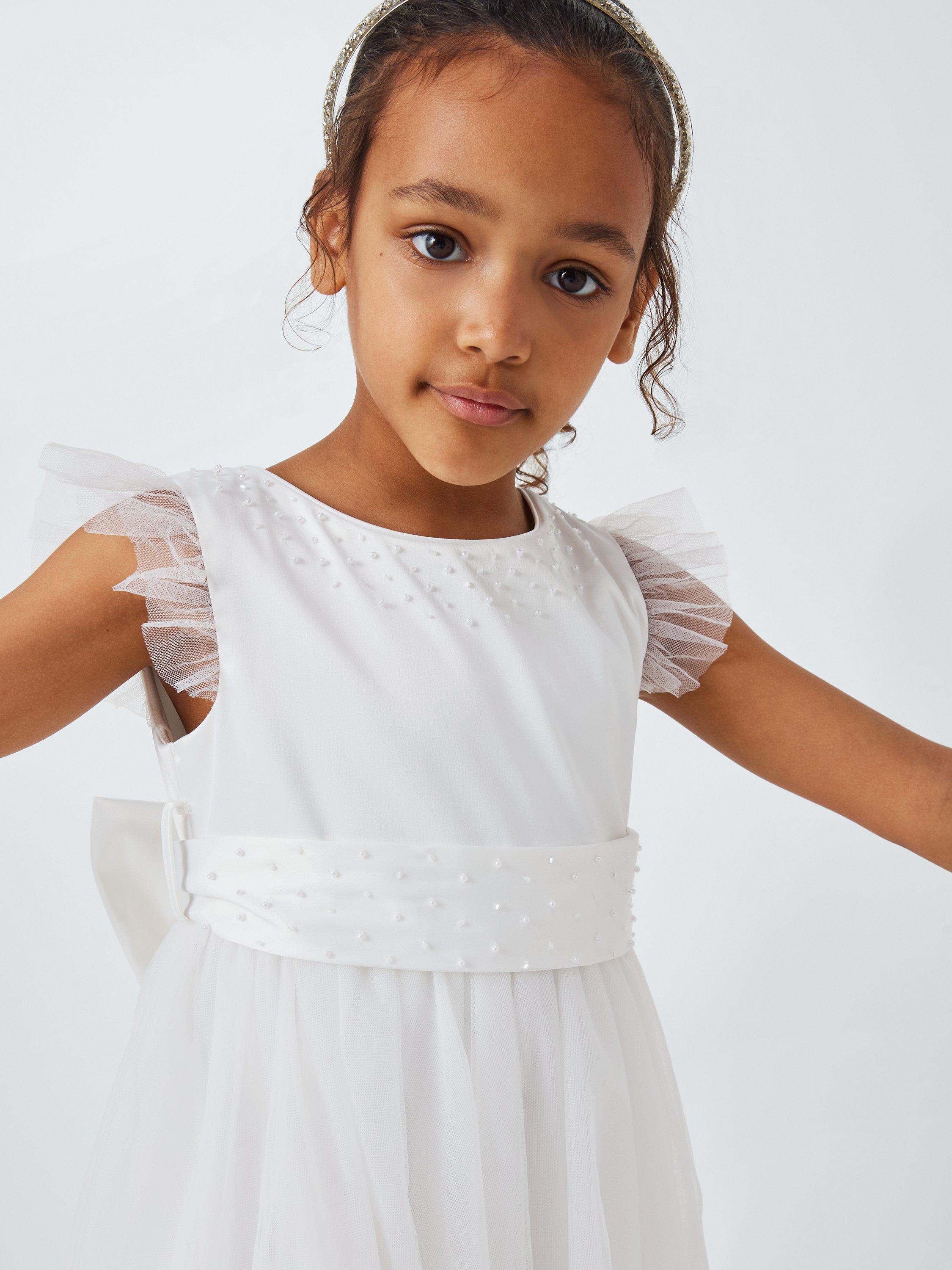 Product image 4 of 8, which shows John Lewis Heirloom Collection Kids' Tulle Beaded Bridesmaid Dress, Ivory, 8 years