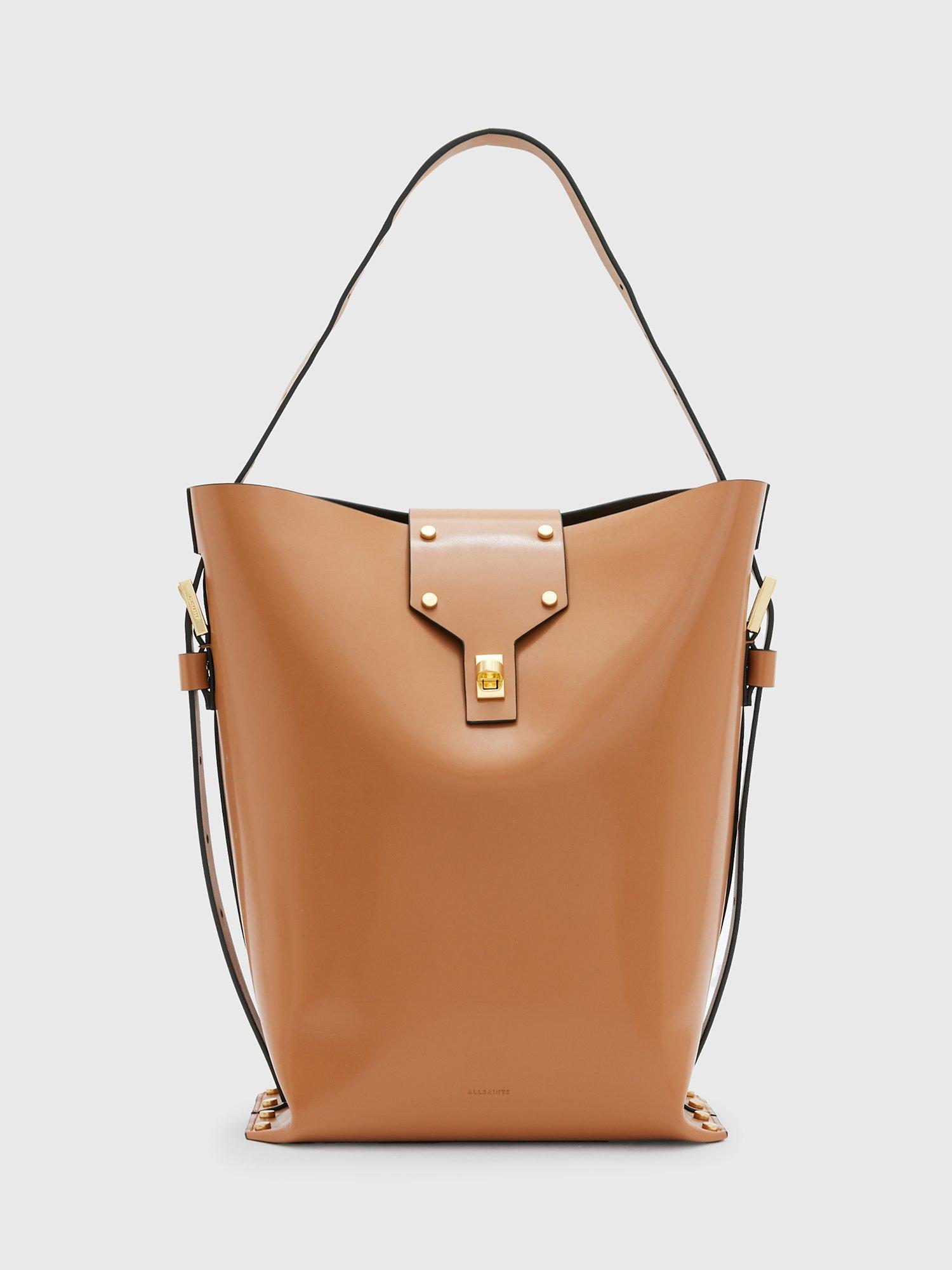 AllSaints Miro Large Leather Bucket Bag, Desert Tan, One Size