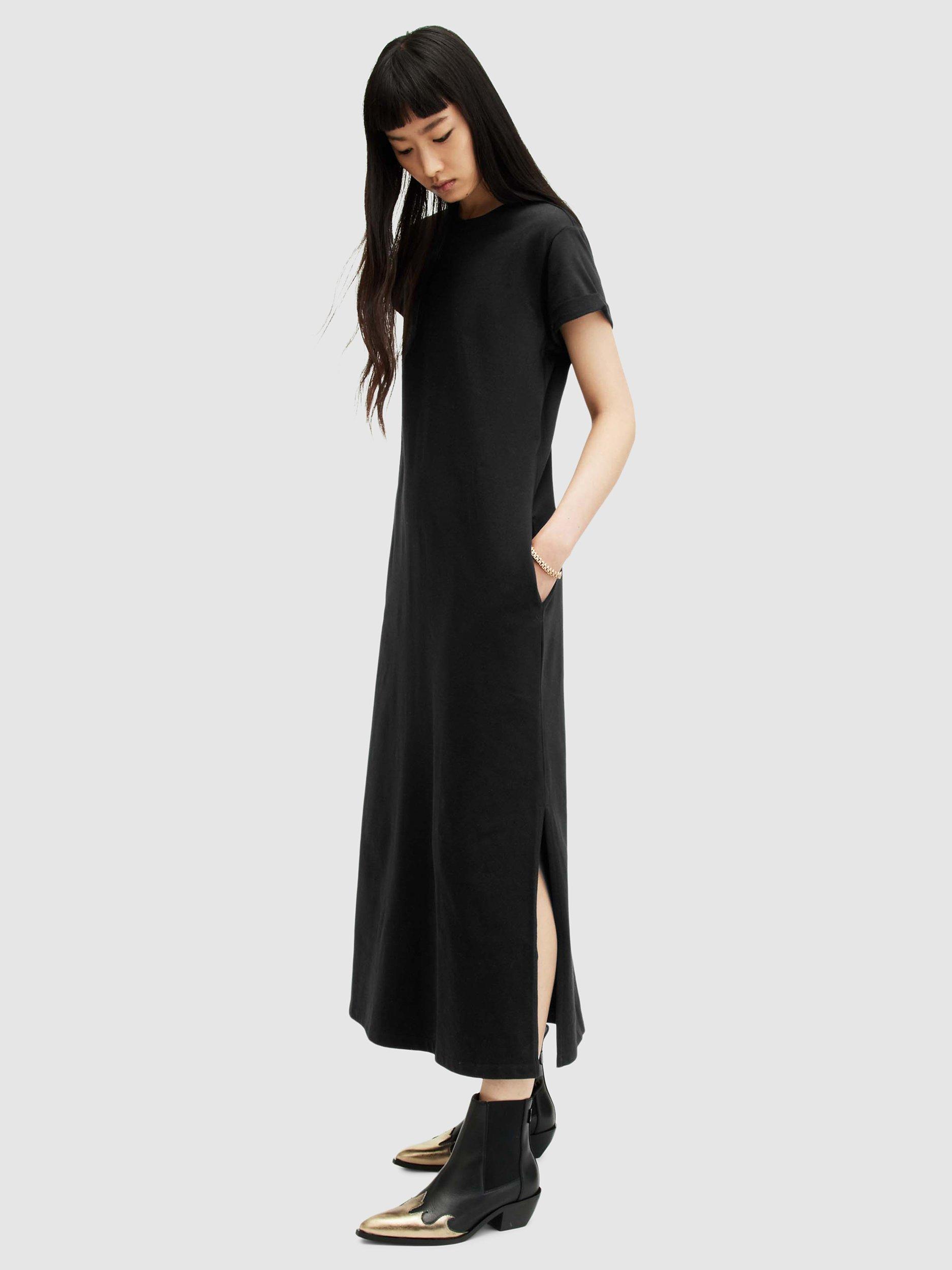 AllSaints Anna Organic Cotton Maxi Dress, Black