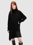 AllSaints Flora Pleated Mini Dress, Black