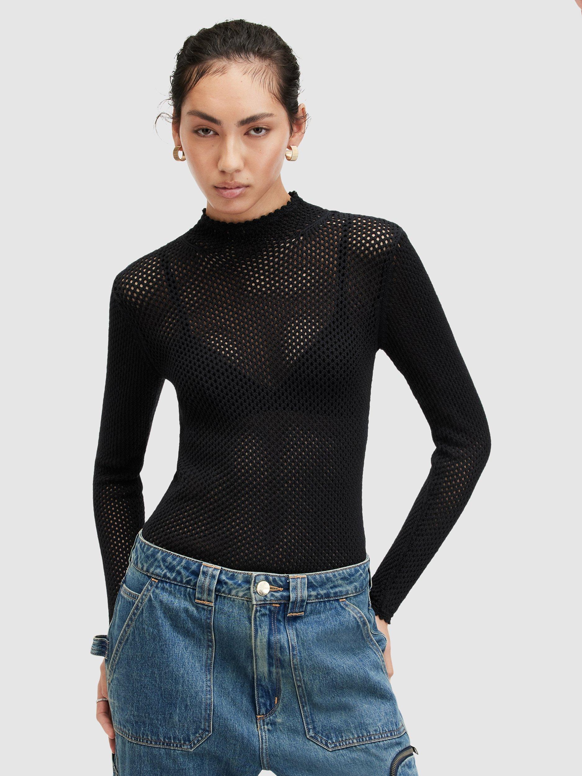 AllSaints Avril Cotton Blend Jumper, Black